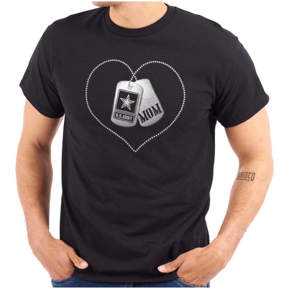 imageUnited States Army Mom Dog Tag Heart Womens Graphic T Shirt TeesBlack