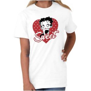 Betty Boop Sweetheart Love Cute Womens Graphic T Shirt Tees(White)