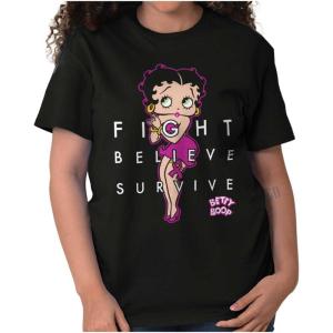 Betty Fight Breast Cancer Positivity Womens Graphic T Shirt Tees(Black)