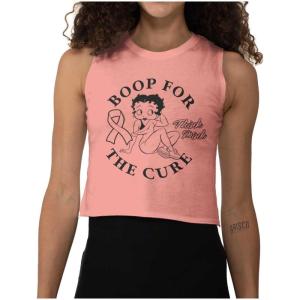 Breast Cancer Betty Boop for The Cure Womens Basic Cropped Tank Top(Coral)