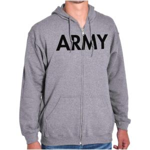Brisco Brands Army Military Physical Training PT Exercise Workout Zip Up Hoodie(Sport Grey)