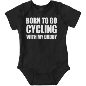 Brisco Brands Born To Go Cycling With My Daddy Baby Romper Boys or Girls(Black)