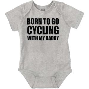Brisco Brands Born To Go Cycling With My Daddy Baby Romper Boys or Girls(Heather)