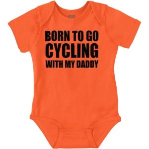 Brisco Brands Born To Go Cycling With My Daddy Baby Romper Boys or Girls(Orange)
