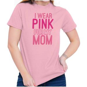 Brisco Brands Breast Cancer I Wear Pink for My Mom Womens Graphic T Shirt Tees(Light Pink)