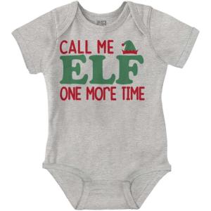 Brisco Brands Christmas Call Me Elf One More Time Baby Romper Boys or Girls(Heather)