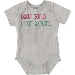 Brisco Brands Christmas Dear Santa I Can Explain Baby Romper Boys or Girls(Heather)