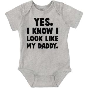 Brisco Brands Cute I Look Like Daddy Dad Joke Baby Bodysuit Jumper Boys(Heather)