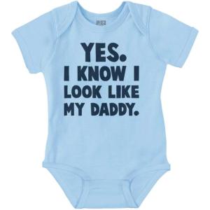 Brisco Brands Cute I Look Like Daddy Dad Joke Baby Bodysuit Jumper Boys(Light Blue)