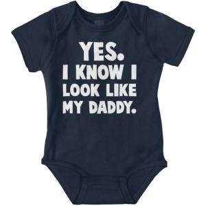 Brisco Brands Cute I Look Like Daddy Dad Joke Baby Bodysuit Jumper Boys(Navy)
