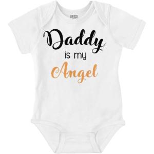 Brisco Brands Daddy Is My Angel Cute Little One Baby Romper Boys or Girls(White)