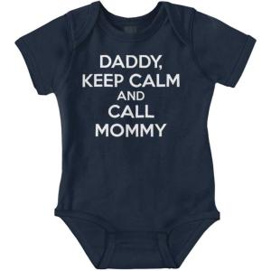 Brisco Brands Daddy Keep Calm Call Mommy Funny Baby Romper Boys or Girls(Navy)