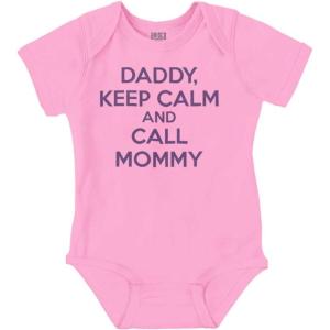 Brisco Brands Daddy Keep Calm Call Mommy Funny Baby Romper Boys or Girls(Pink)