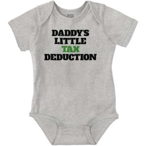 Brisco Brands Daddys Little Tax Deduction Dad Joke Baby Romper Boys or Girls(Heather)