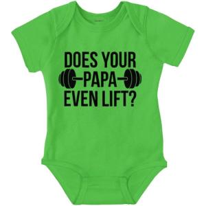 Brisco Brands Does Your Papa Even Lift Gym Workout Baby Romper Boys or Girls(Apple)