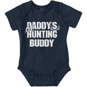 Brisco Brands Fathers Day Daddy’s Lil Hunting Buddy Baby Romper Boys or Girls(Navy)