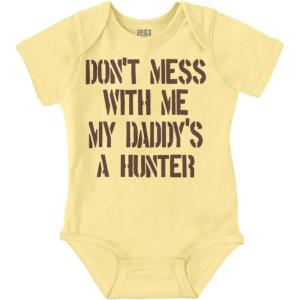 Brisco Brands Funny Don’t Mess with Me Daddy Hunts Baby Bodysuit Jumper Girls(Banana)