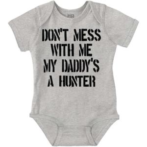 Brisco Brands Funny Don’t Mess with Me Daddy Hunts Baby Bodysuit Jumper Girls(Heather)