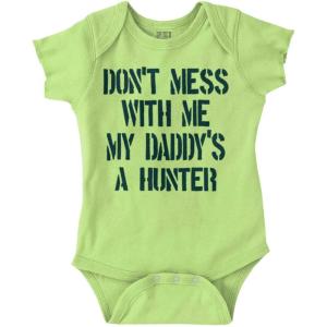 Brisco Brands Funny Don’t Mess with Me Daddy Hunts Baby Bodysuit Jumper Girls(Key Lime)
