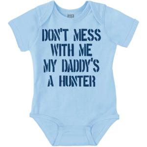Brisco Brands Funny Don’t Mess with Me Daddy Hunts Baby Bodysuit Jumper Girls(Light Blue)