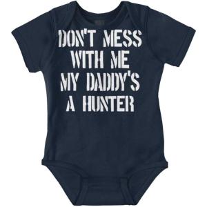 Brisco Brands Funny Don’t Mess with Me Daddy Hunts Baby Bodysuit Jumper Girls(Navy)
