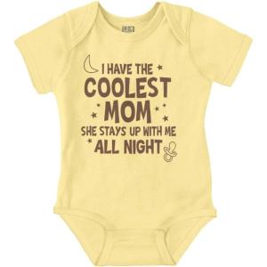 Brisco Brands Funny Little One’s Coolest Mom Cute Baby Romper Boys or Girls(Banana)