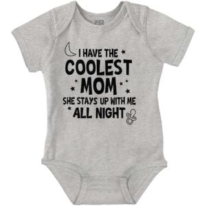 Brisco Brands Funny Little One’s Coolest Mom Cute Baby Romper Boys or Girls(Heather)