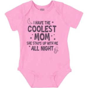 Brisco Brands Funny Little One’s Coolest Mom Cute Baby Romper Boys or Girls(Pink)
