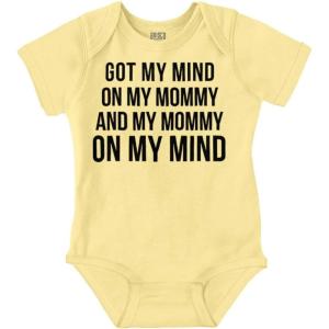 Brisco Brands Funny Mommy on my Mind Hip Hop Baby Romper Boys or Girls(Banana)