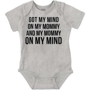 Brisco Brands Funny Mommy on my Mind Hip Hop Baby Romper Boys or Girls(Heather)