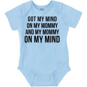 Brisco Brands Funny Mommy on my Mind Hip Hop Baby Romper Boys or Girls(Light Blue)
