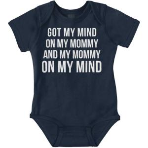 Brisco Brands Funny Mommy on my Mind Hip Hop Baby Romper Boys or Girls(Navy)