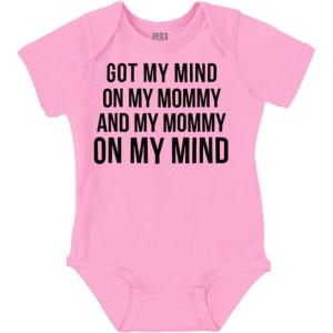 Brisco Brands Funny Mommy on my Mind Hip Hop Baby Romper Boys or Girls(Pink)
