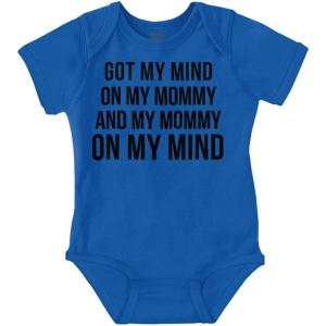 Brisco Brands Funny Mommy on my Mind Hip Hop Baby Romper Boys or Girls(Royal)