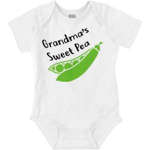 Brisco Brands Grandma’s Sweet Pea Adorable Cute Baby Romper Boys or Girls(White)
