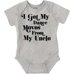 Brisco Brands I Get My Dance Moves From My Uncle Baby Romper Boys or Girls(Heather)