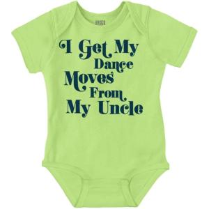 Brisco Brands I Get My Dance Moves From My Uncle Baby Romper Boys or Girls(Key Lime)