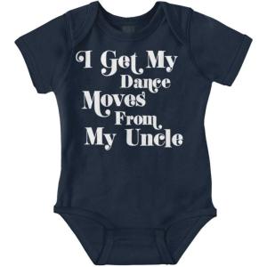 Brisco Brands I Get My Dance Moves From My Uncle Baby Romper Boys or Girls(Navy)
