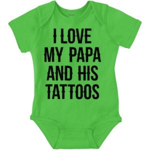 Brisco Brands I Love My Papa And His Tattoos Baby Romper Boys or Girls(Apple)