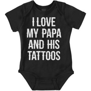Brisco Brands I Love My Papa And His Tattoos Baby Romper Boys or Girls(Black)