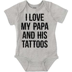 Brisco Brands I Love My Papa And His Tattoos Baby Romper Boys or Girls(Heather)