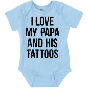 Brisco Brands I Love My Papa And His Tattoos Baby Romper Boys or Girls(Light Blue)