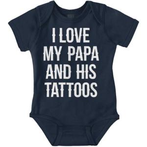 Brisco Brands I Love My Papa And His Tattoos Baby Romper Boys or Girls(Navy)