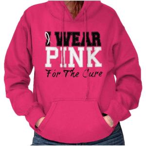 Brisco Brands I Wear Pink For The Cure Warrior Hoodie Sweatshirt Women(Heliconia)