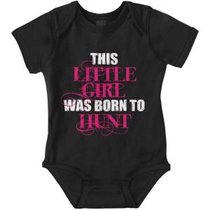 Brisco Brands Little One Born Hunt Deer Hunter Baby Bodysuit Jumper Girls(Black)