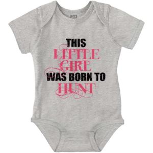 Brisco Brands Little One Born Hunt Deer Hunter Baby Bodysuit Jumper Girls(Heather)