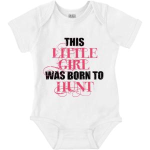 Brisco Brands Little One Born Hunt Deer Hunter Baby Bodysuit Jumper Girls(White)