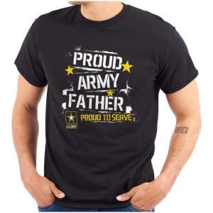 Brisco Brands Military Logo Proud US Army Father Mens Graphic T Shirt Tees(Black)