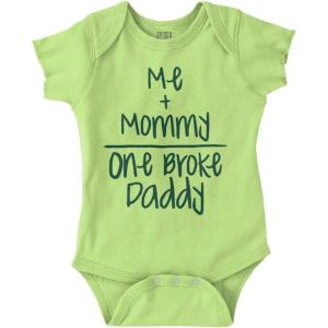 Brisco Brands Mommy Plus Me Equals One Broke Daddy Baby Romper Boys or Girls(Key Lime)