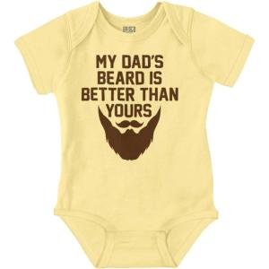 Brisco Brands My Dads Beard is Better Than Yours Baby Romper Boys or Girls(Banana)